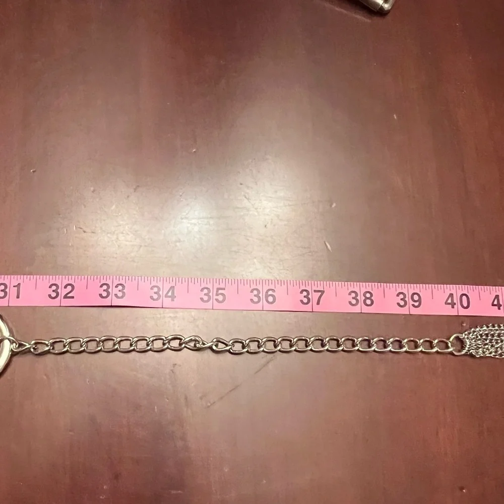 Silver Ring Multi-Chain Tassel Belt | Boho Layered Drape Waist Chain EUC